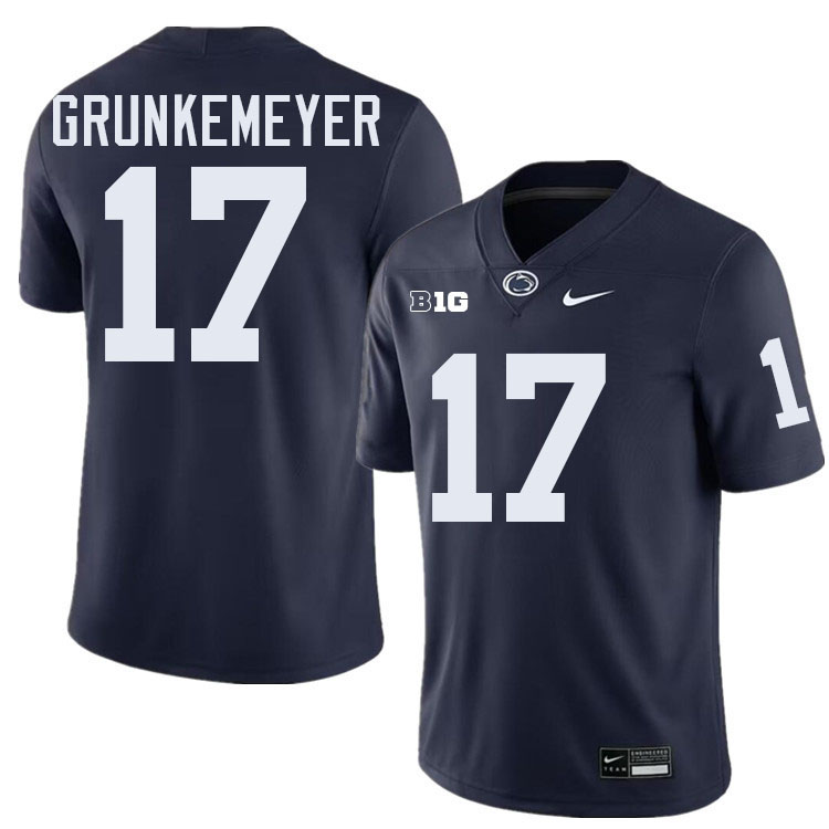 Ethan Grunkemeyer Penn State Jersey,PSU Nittany Lions #17 Ethan Grunkemeyer Football Uniforms-Navy
